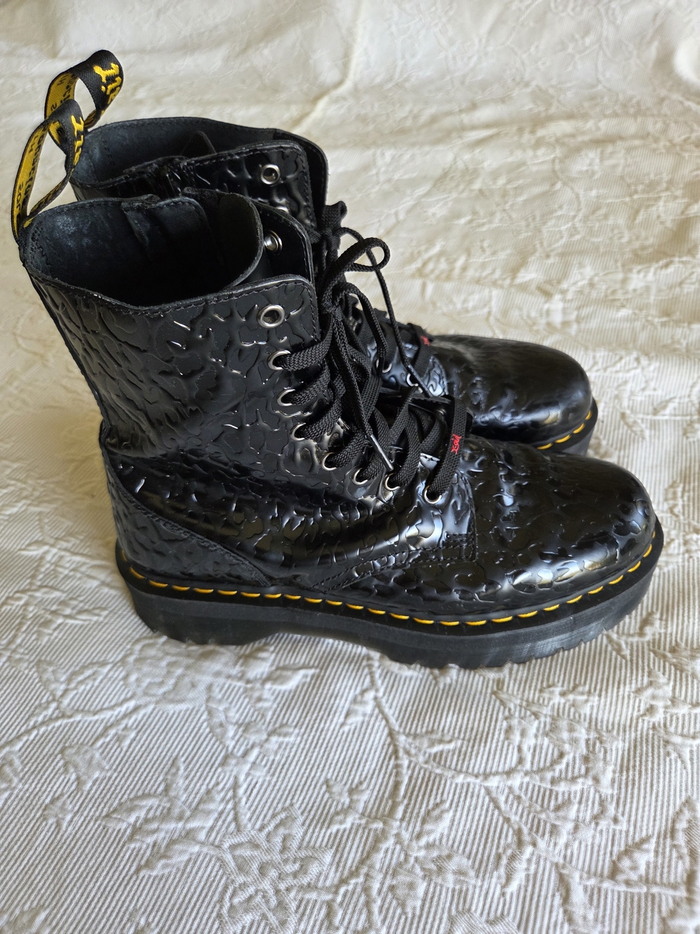 Dr. Martens | Xx Girl Jadon Black Patent Leopard-Embossed Platform Boot - Picture 3 of 11